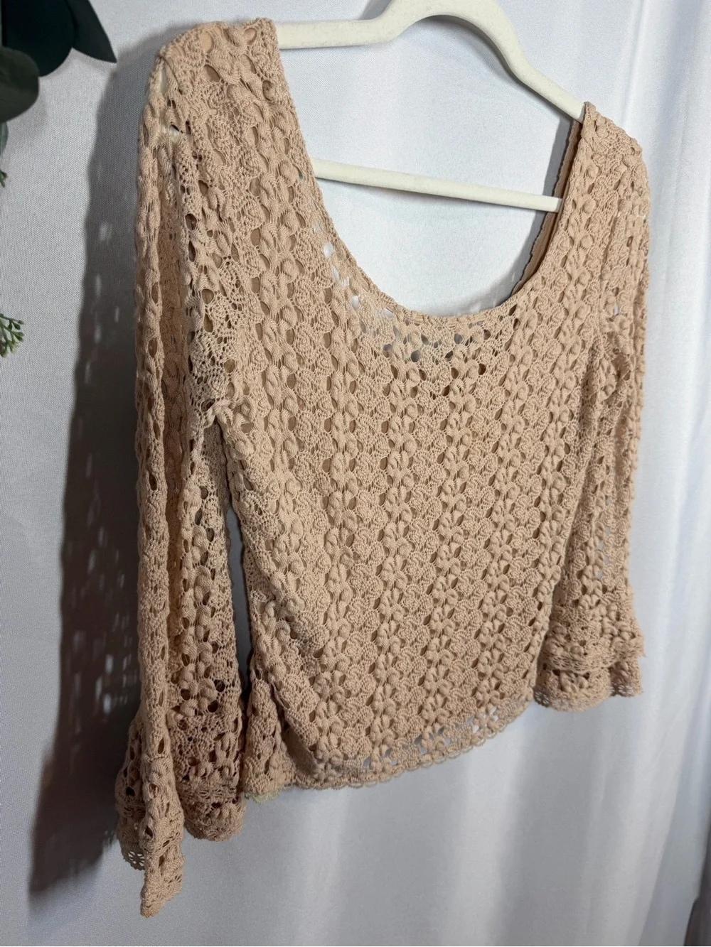 Free People | Rochelle Gypsy Crochet Cream Beige Top Women's Size Medium